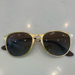 Ray-Ban Erika Gold Frame Sunglasses with Dark Lenses